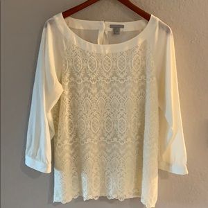 H&M 3/4 Sleeve Lined Lace Blouse